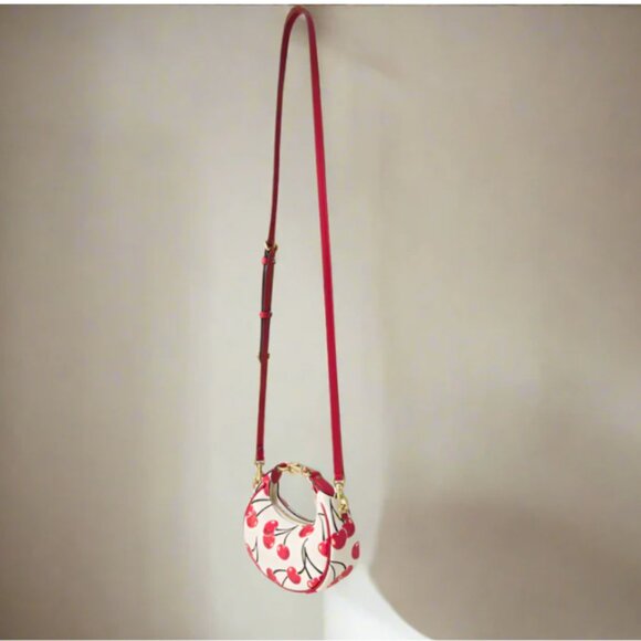 Coach Jonie Cherry Mini Crossbody Wristlet White Glovetanned Leather CAE83 - Picture 9 of 15